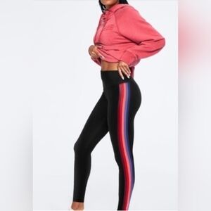 Victoria's Secret Black Leggings with Red and Blue Stripes